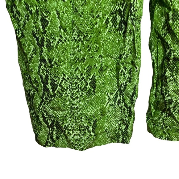 L'Agence Jaelyn Camisole Jumpsuit Silk Green Snakeskin Cropped Wide Leg 2 - Picture 3 of 15